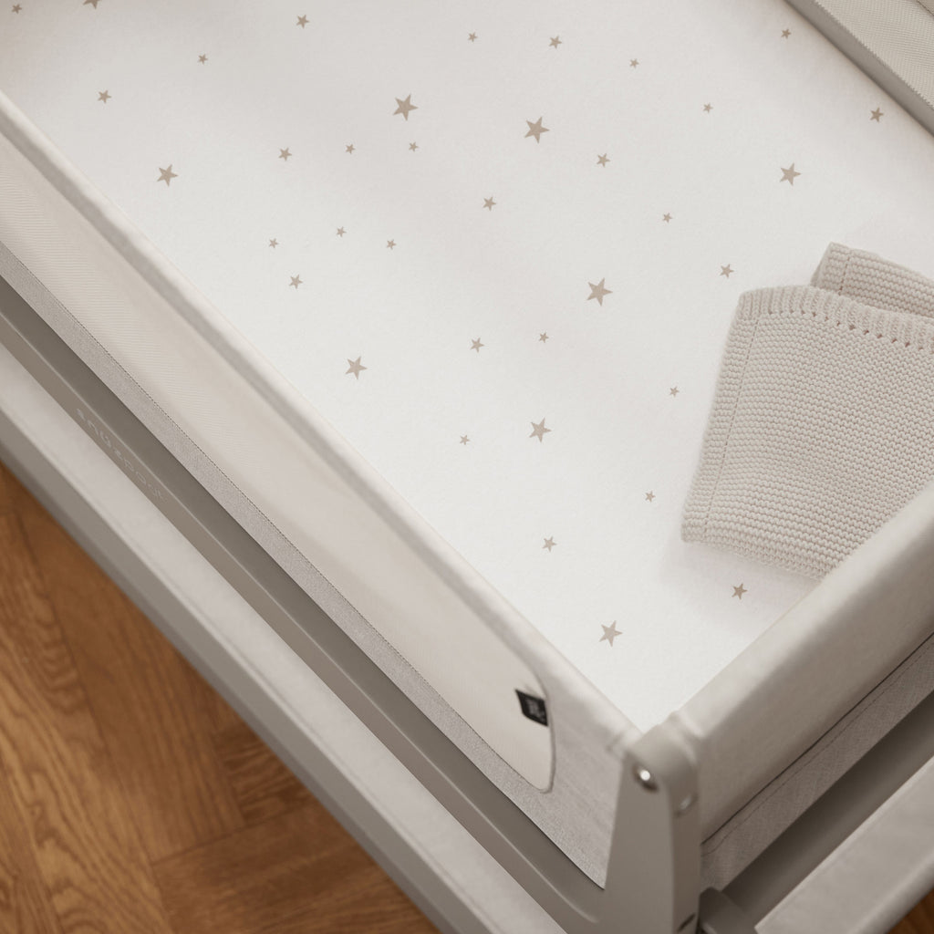 Snüz Twin Pack Sheets - Bassinet - Star White/Grey
